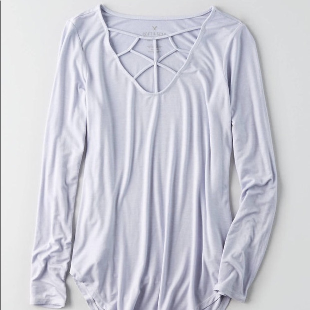 AEO Soft & Sexy Lilac Cage Front Long Sleeve